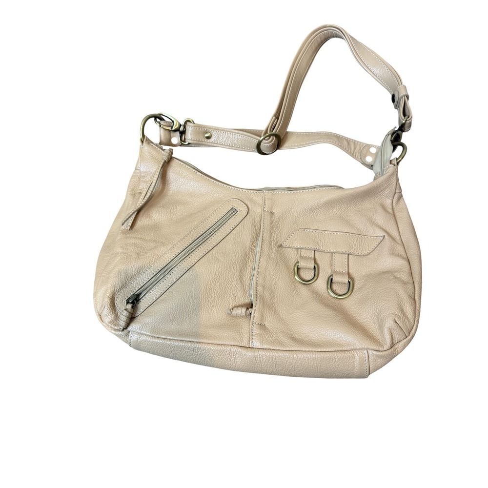Vera Pelle Hobo Bag Womens Large Beige Leather Boho Shoulder Purse Made Italy